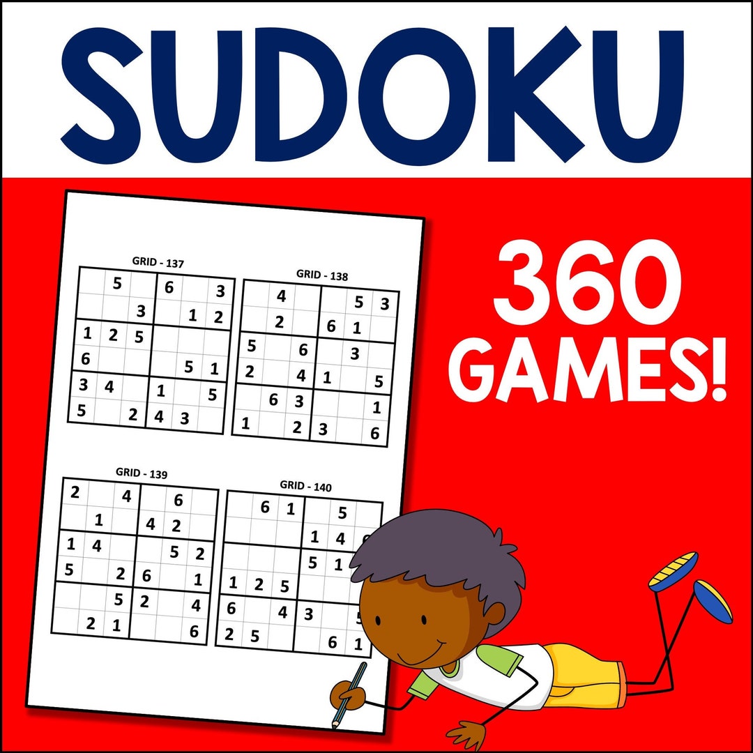 Printable PDF Easy Sudoku for Kids 4x4 400 Children Puzzles 