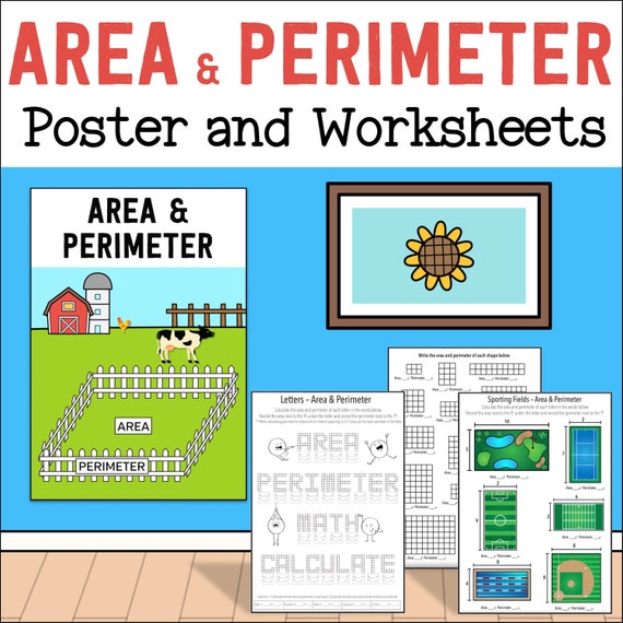 Area and Perimeter Math Poster and Worksheets Educational - Etsy Norway