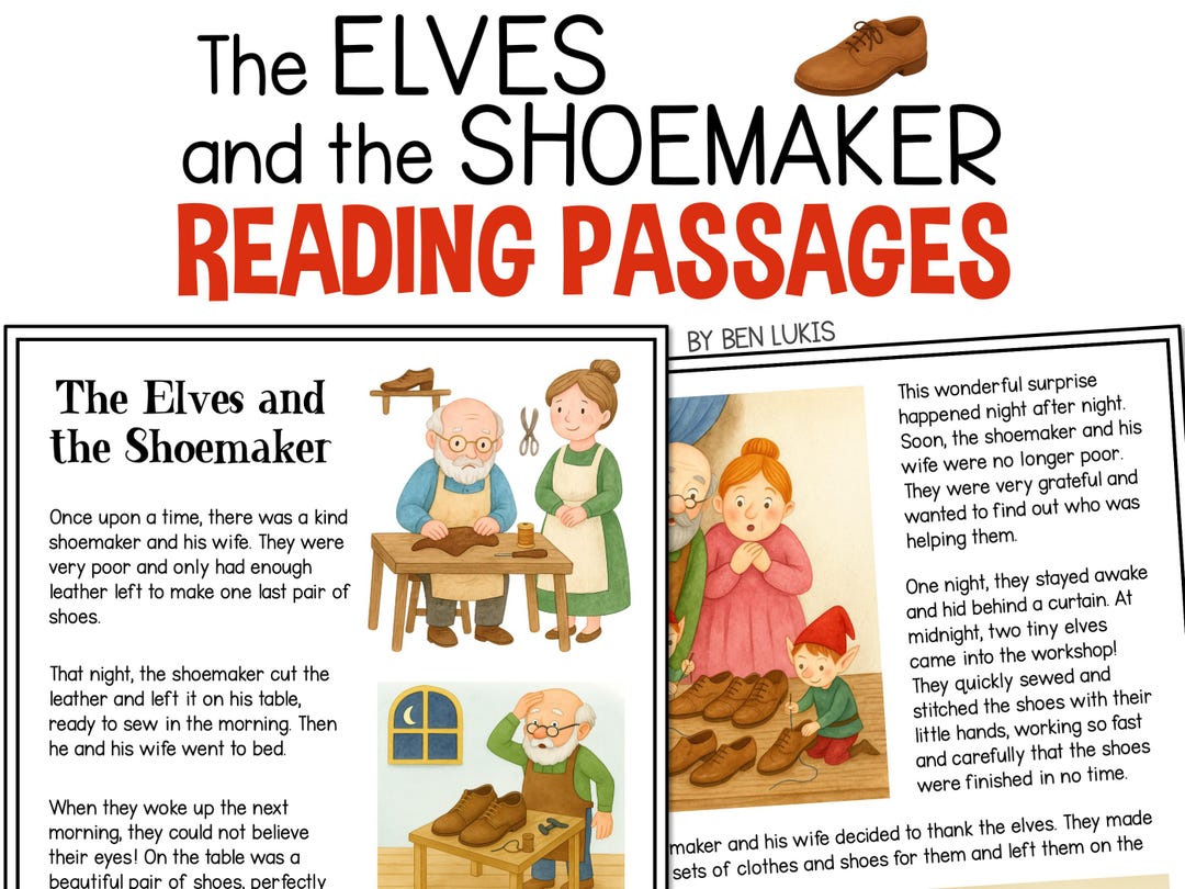Elves and Shoemaker Reading Passages, Differentiated Fairytales ...