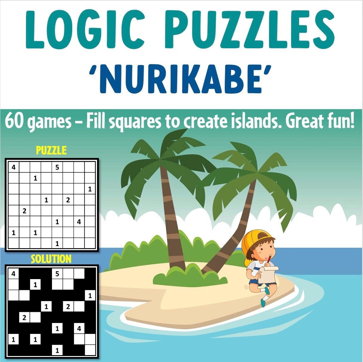 number logic puzzles with solutions nurikabe puzzles etsy