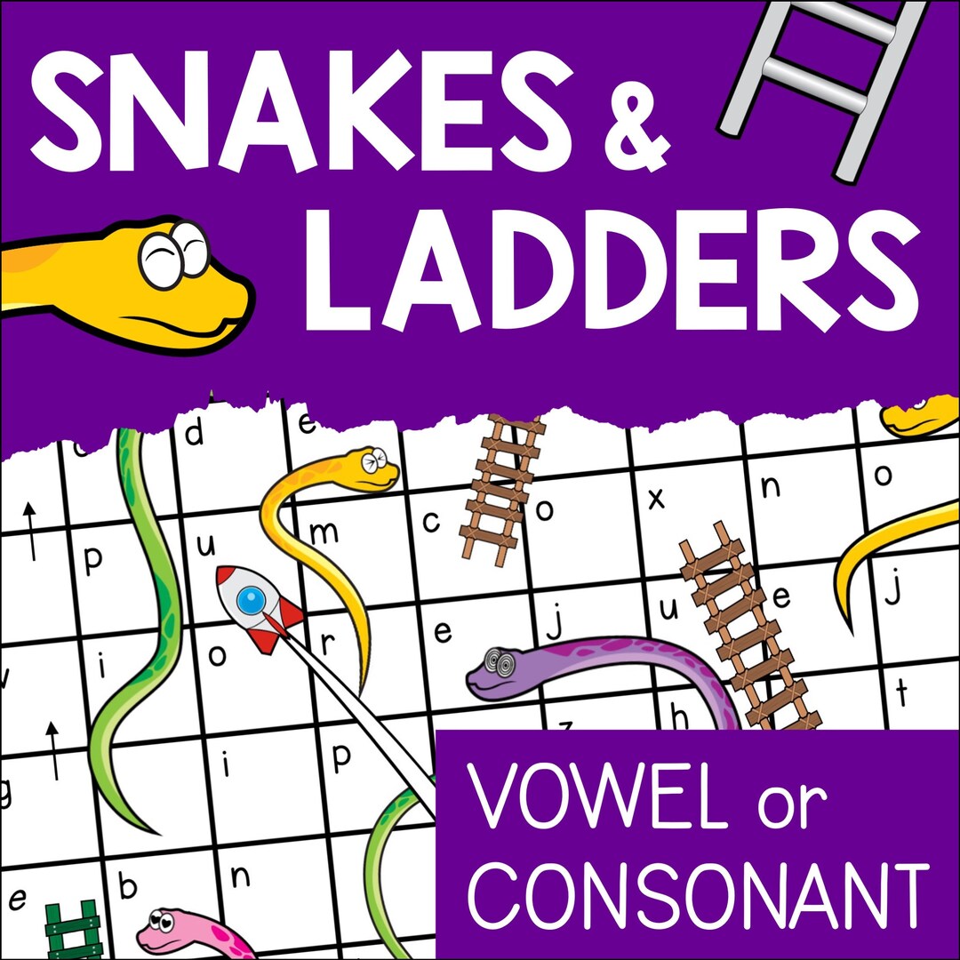 Vowels and Consonants Snakes and Ladders Board Game Aka Etsy