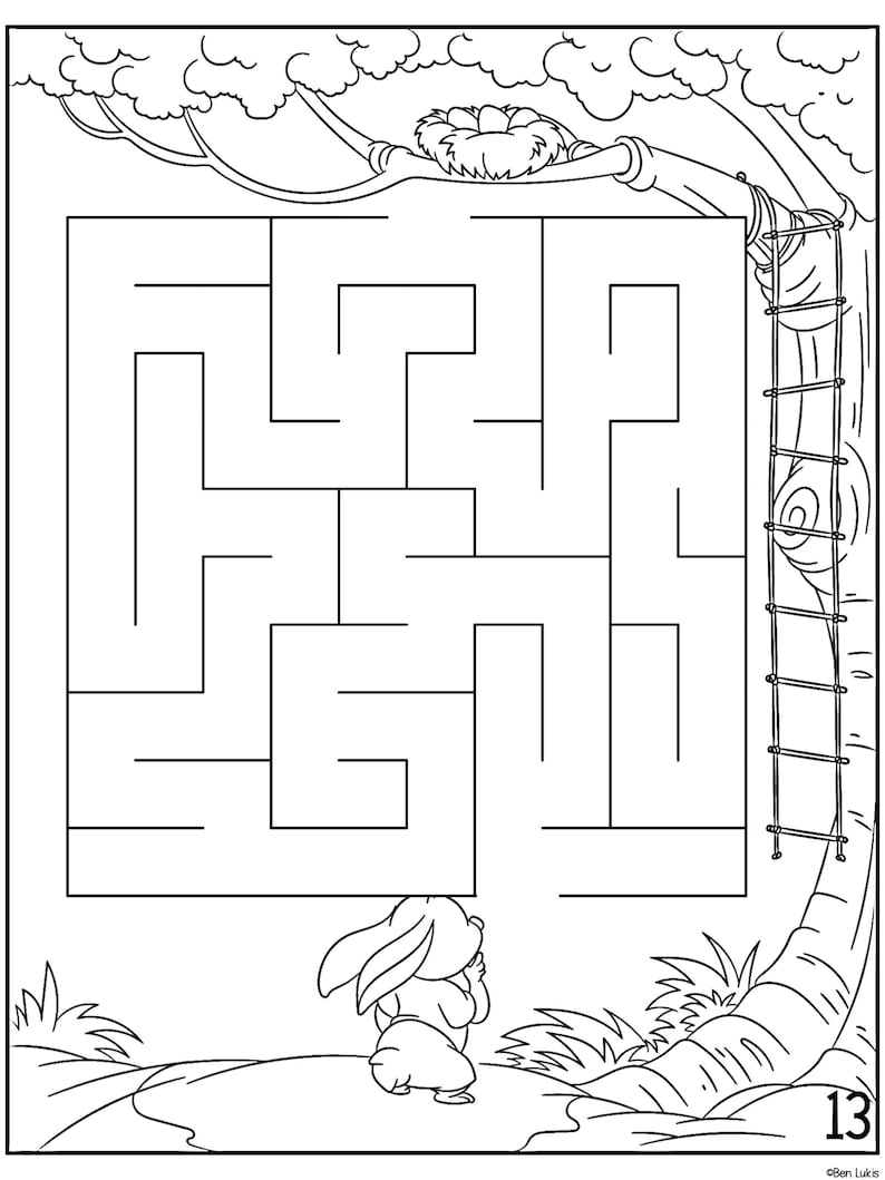 Kids Maze and Coloring Pages Printable Activity Book Homeschool