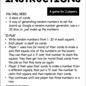 Four Operations Math Game, Tic Tac Toe Math Practice, Number Fact ...