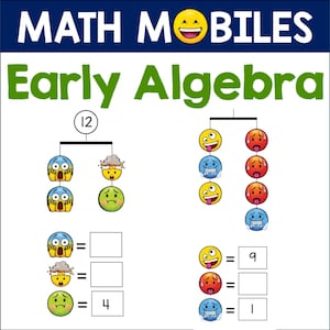 Early Algebra Addition & Subtraction Math Worksheets, Calculate Missing Numbers, Printable PDF Homeschool Math Activities, 2nd and 3rd Grade