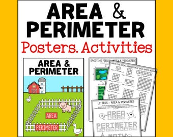 Posters et fiches d'exercices de mathématiques des aires et du périmètre (téléchargement numérique)