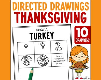 Può includere: Un foglio di lavoro stampabile con istruzioni passo passo su come disegnare un tacchino. Il foglio di lavoro è intitolato "Disegna un tacchino" e include 10 disegni. Il foglio di lavoro fa parte di un set di disegni diretti per il Ringraziamento.