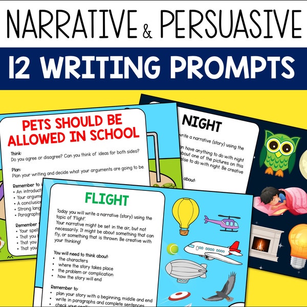 Writing Prompts for Persuasive and Creative Writing, NAPLAN Writing Test Practice, Topic Ideas To Get Started and Write About, Printable PDF
