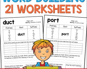 Making Words with Word Bases, Prefixes and Suffixes, Word Study Spelling Worksheets & Word Building with Morphemes, Printable PDF Worksheets