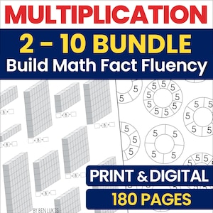 Multiplikations-Arbeitsblätter Bündel ×2–×10 | 2.-4.Klasse Mathe-Übungs | Druckbare & digitale Homeschool-Aktivitäten | Stundentafeln flüssig
