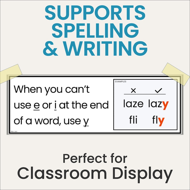The image is a perfect display for a classroom, as it is designed to support spelling and writing activities.