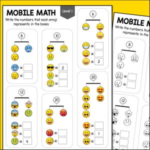a worksheet for a mobile math game