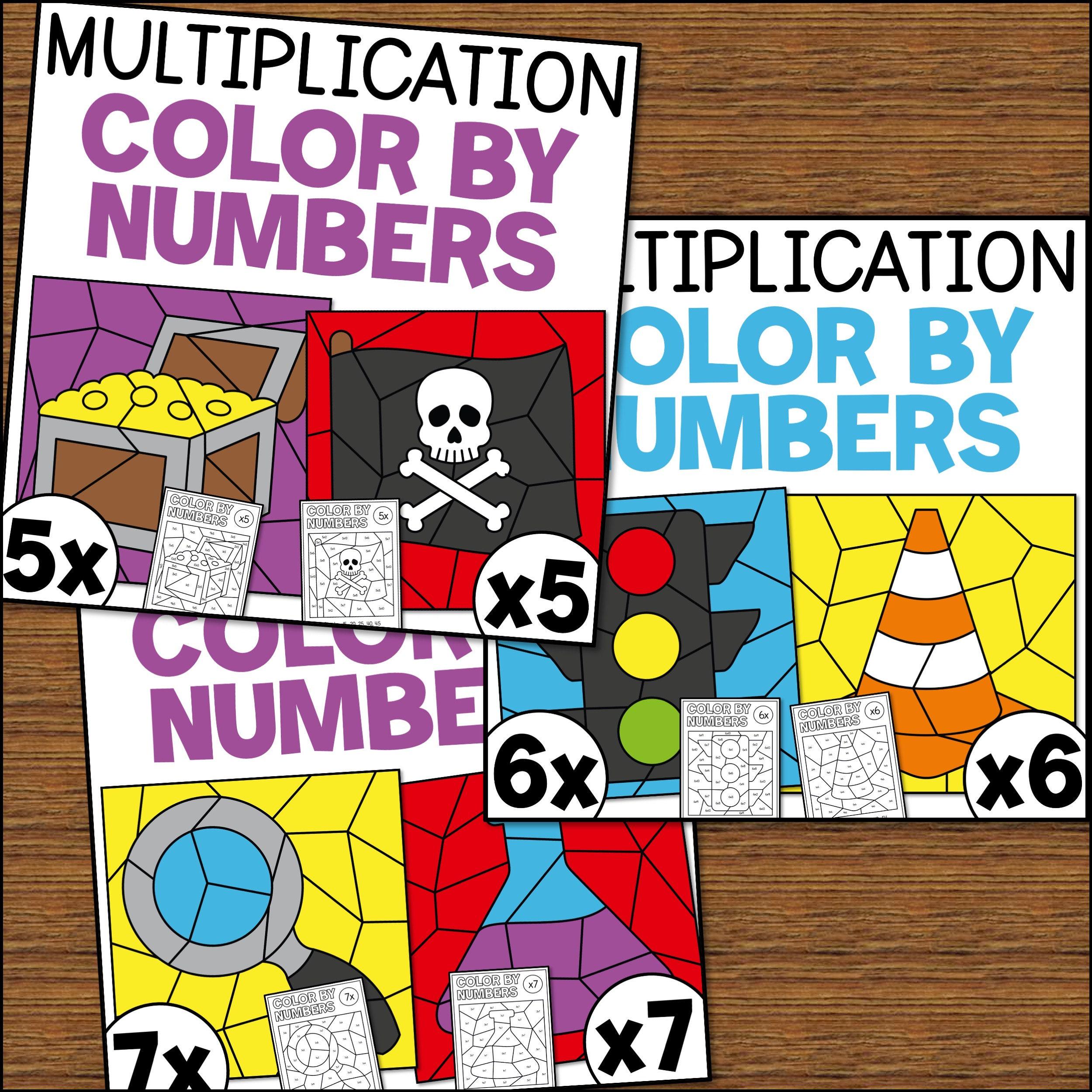 Multiplication Color by Number Worksheets, Times Tables 2-10 (printable ...