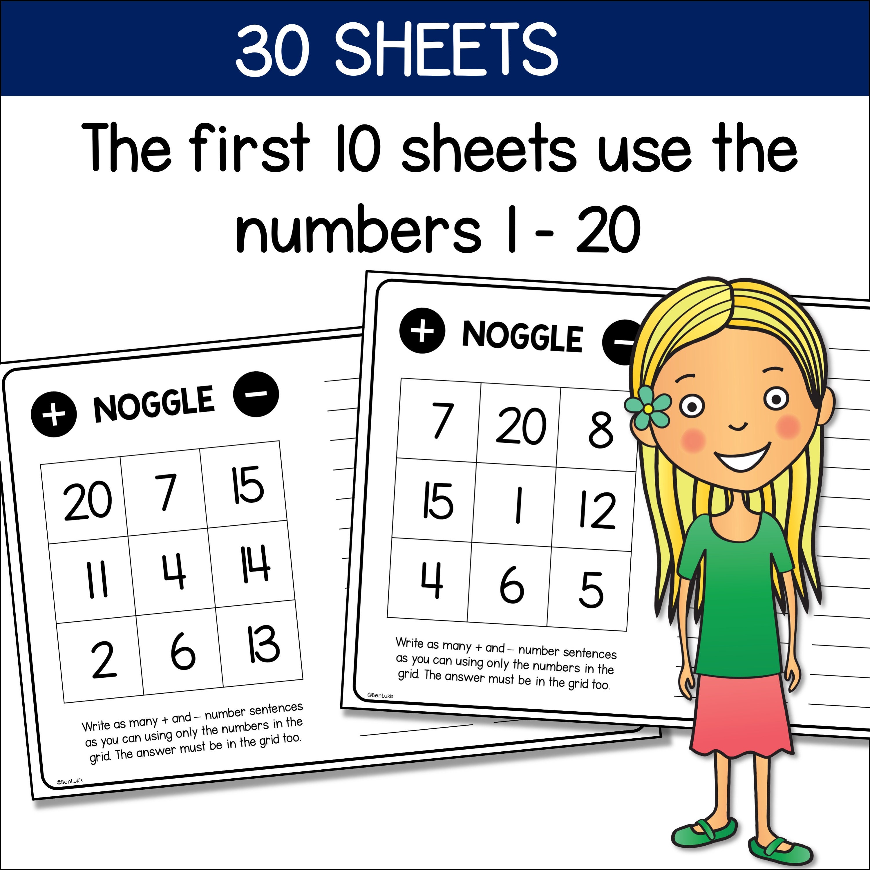 Noggle Math Game, Math Boggle, Addition and Subtraction Practice