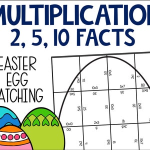 Easter Multiplication by 2, 3, 5, and 10, Printable PDF Easter Math, Easter Egg Multiplication Facts Puzzle, Times Table Practice Game zdjęcie 1