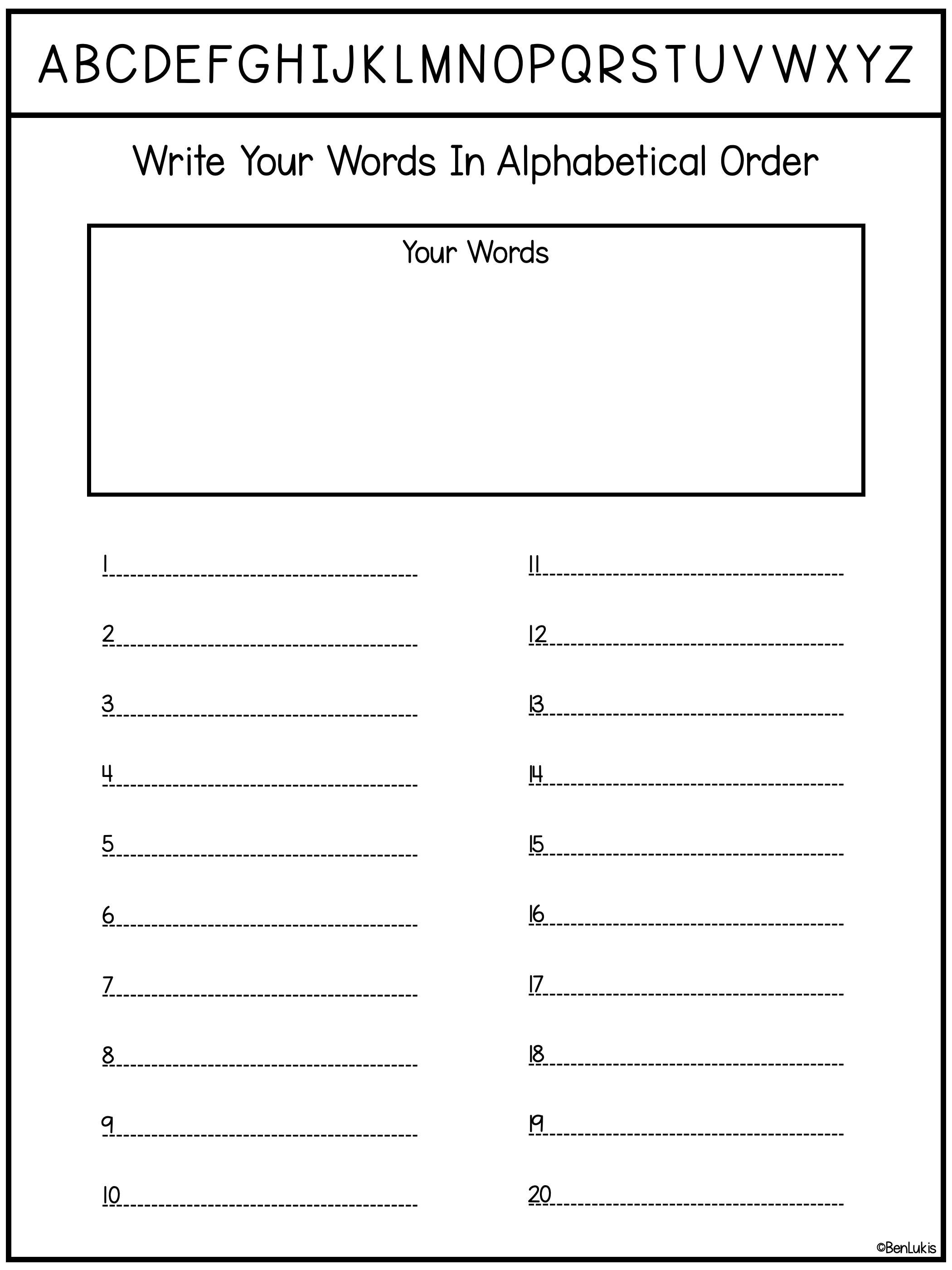 Alphabetical Rodering Worksheet.pdf ABC Alphabetical Order Practice Worksheets, Homeschool Printable (PDF ...