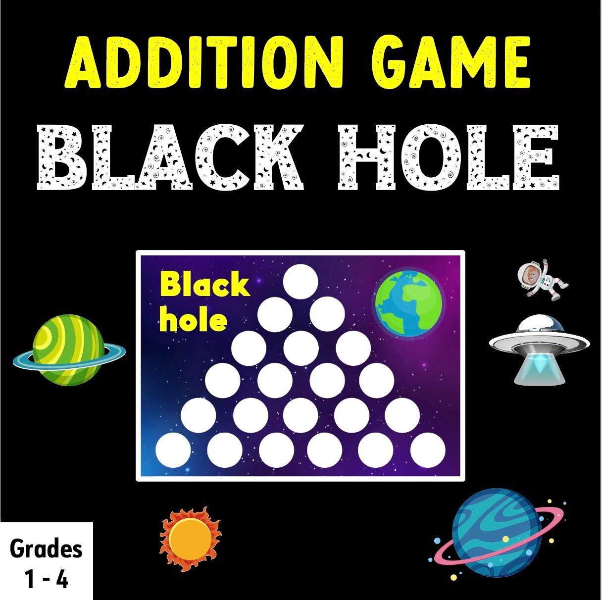 Addition Math Game Black Hole Etsy