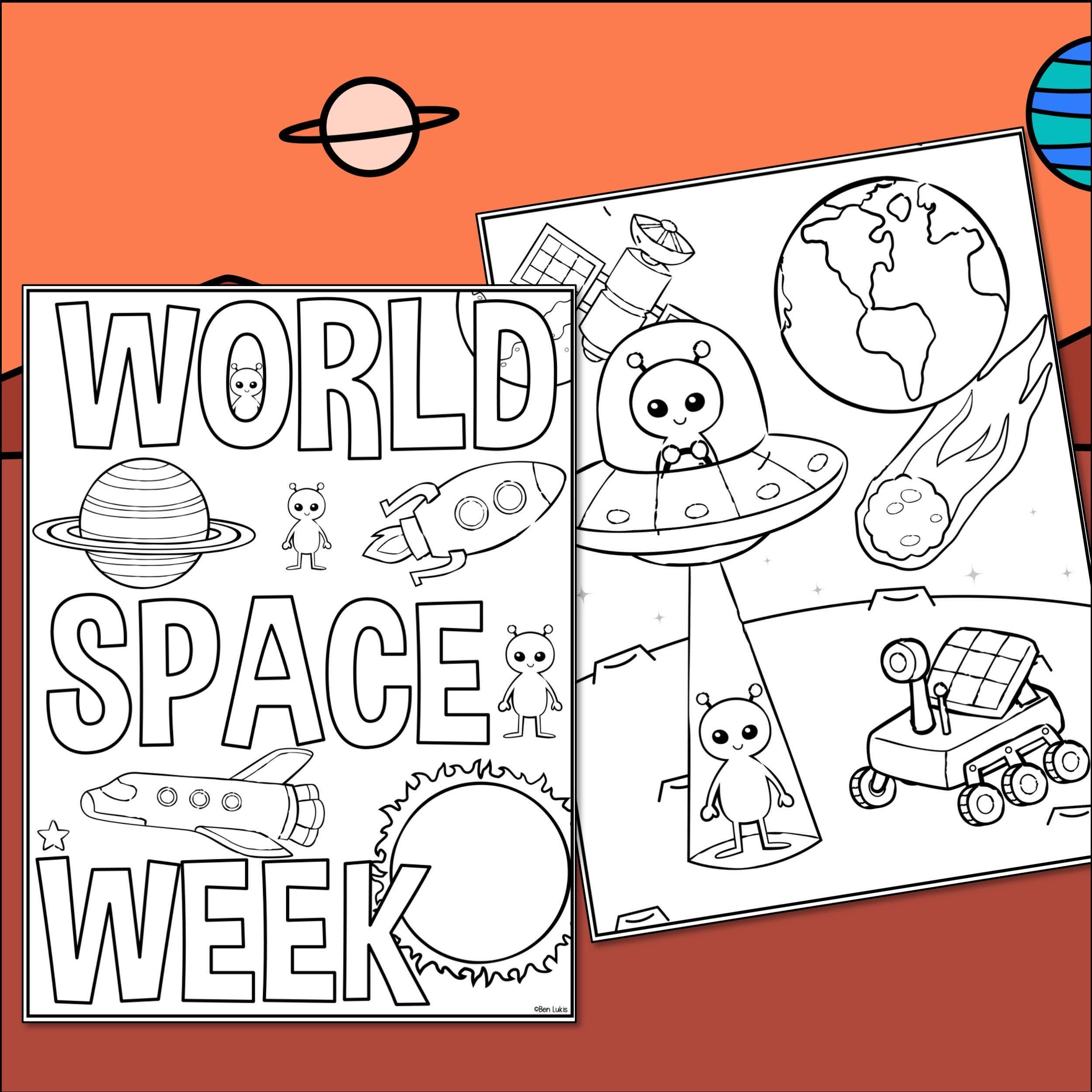 World Space Week Coloring Pages, Printable Kids Activity, Educational ...