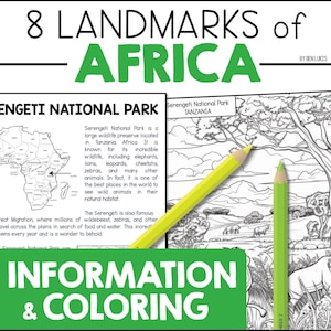 Wahrzeichen Afrikas, Geographie Fakten Informationen & Malseiten - Nil, Sahara, Viktoriafälle, Tafelberg und mehr