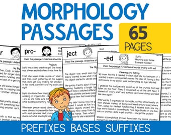 Morfologie-leespassages, voorvoegsels, achtervoegsels, woordwortels (digitale download)