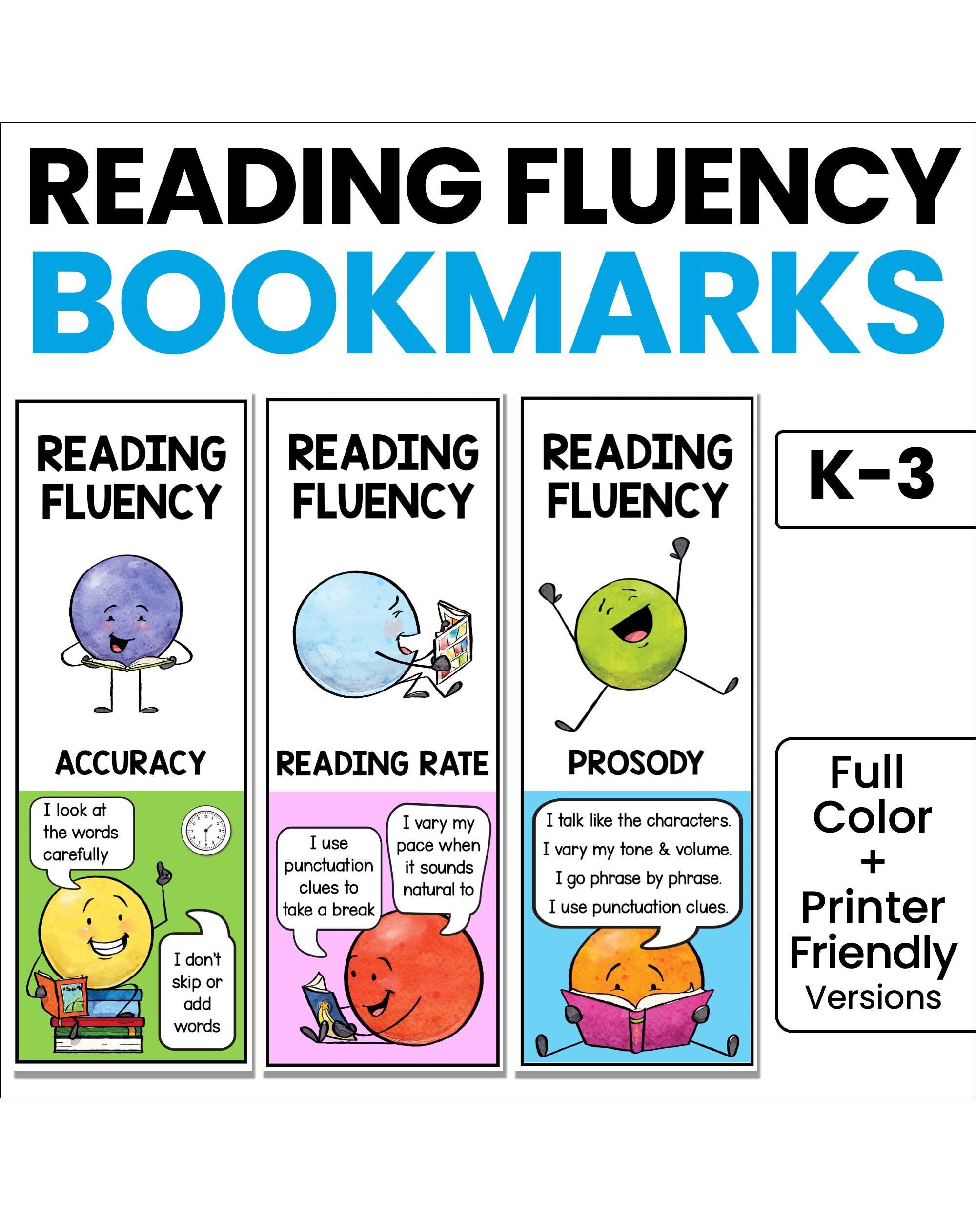 Visual Reading Reminder Reading Fluency Bookmarks for Kids | Printable Reading Strategy Visual ...