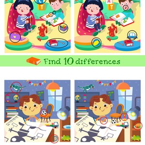 a picture of a boy and a girl doing different things