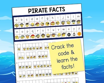 Pirate Facts Crack The Code Worksheet, Homeschool Printable (Digital Download)