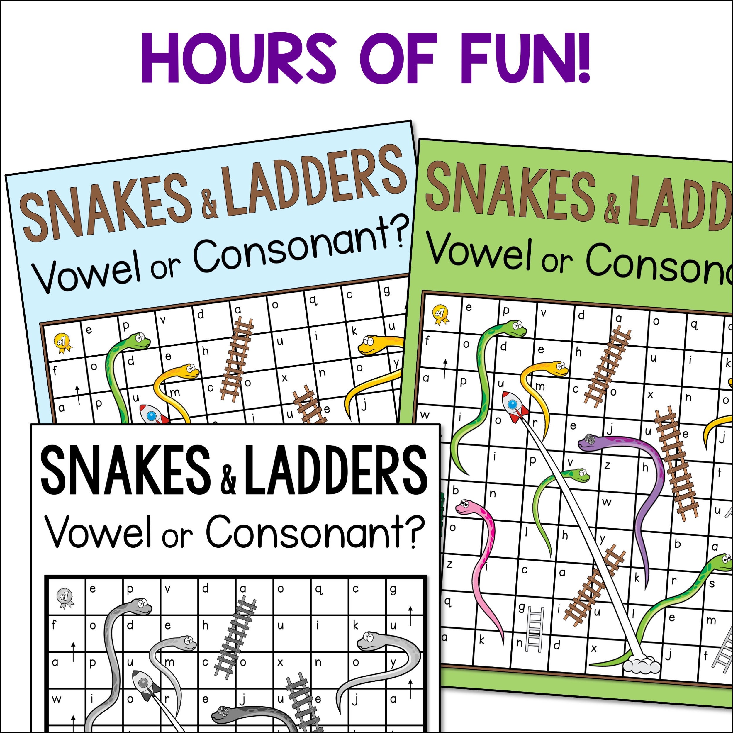Vowels and Consonants Snakes and Ladders Board Game Aka Etsy