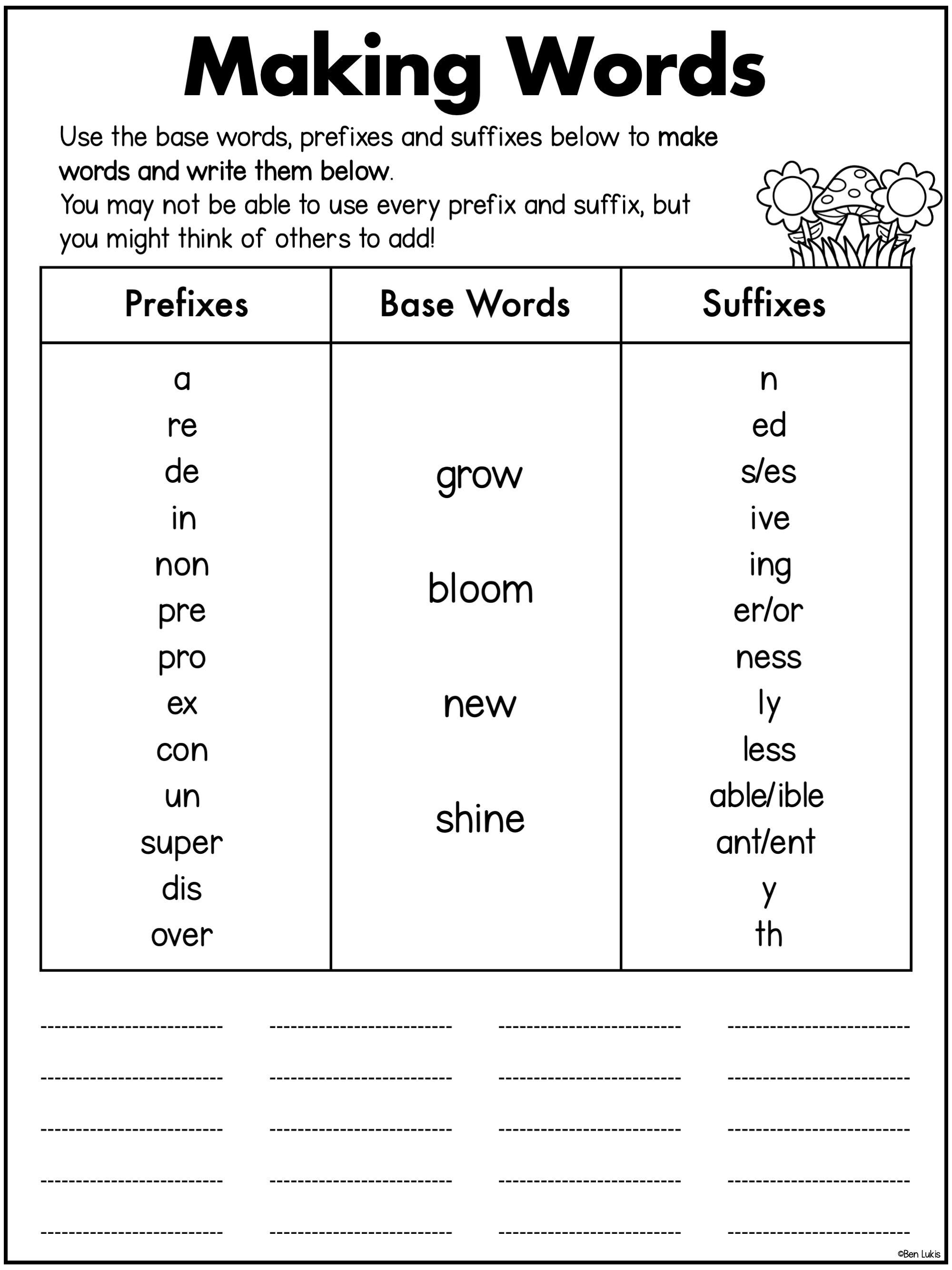 Spring Themed Morphology Worksheets, Prefixes Suffixes Word Roots ...