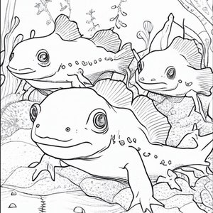 Axolotl Coloring Book Digital Download, Kids Printable Coloring Pages