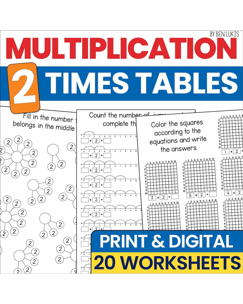 2 Times Table Multiplication Worksheets, Multiply by 2 Math Practice ...