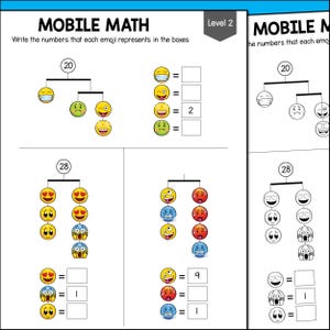 a worksheet for a mobile math game