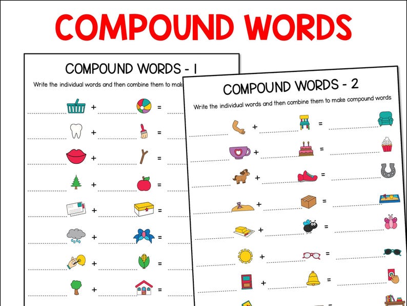 Compound Words Writing Activities, Worksheets and Wordsearches ...