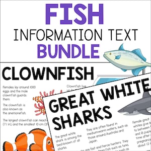 Informatiebladen over vissen voor kinderen, leespassages over vissen, teksten over dieronderzoek, Marine Life School Homeschool afdrukbare pdf-pagina's