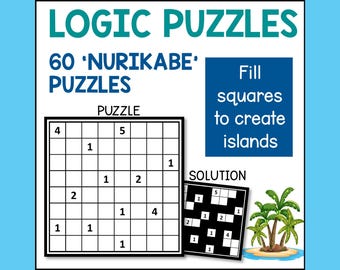 Nurikabe Logic Puzzles, 60 Brain Teasers (Digital Download)