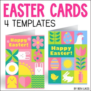Fröhliche Osterkarten für Kinder, Osterkartenvorlagen zum Drucken, Frühlingsbasteln für Kinder, Karten für Geschenkbotschaften zu Ostern, druckbare PDF-Spaß