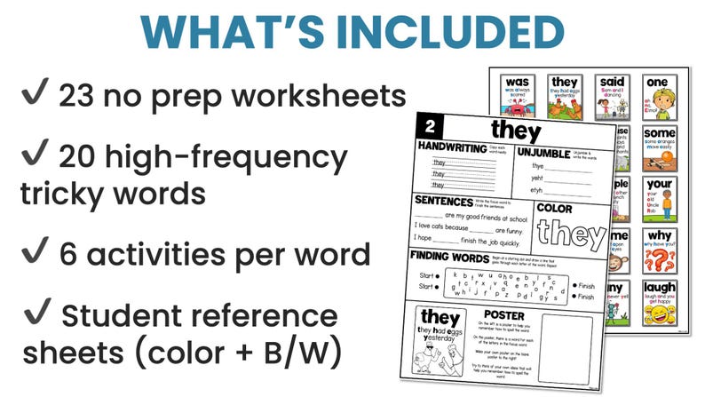 Sight Word Spelling Worksheets | Tricky Words Practice | High Frequency ...