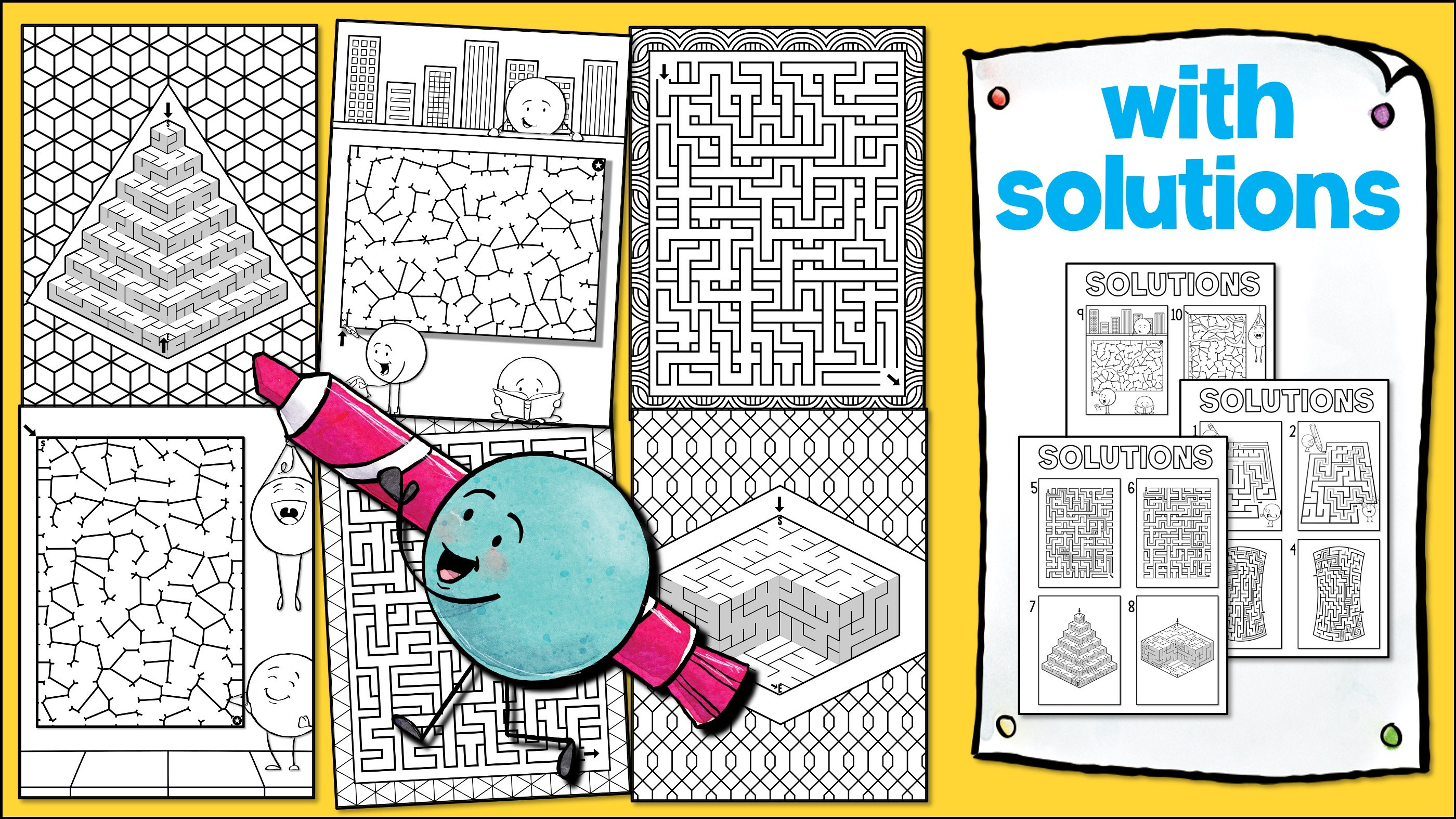 Printable Maze Coloring Pages, Kids Activity Book, PDF Download, Home ...
