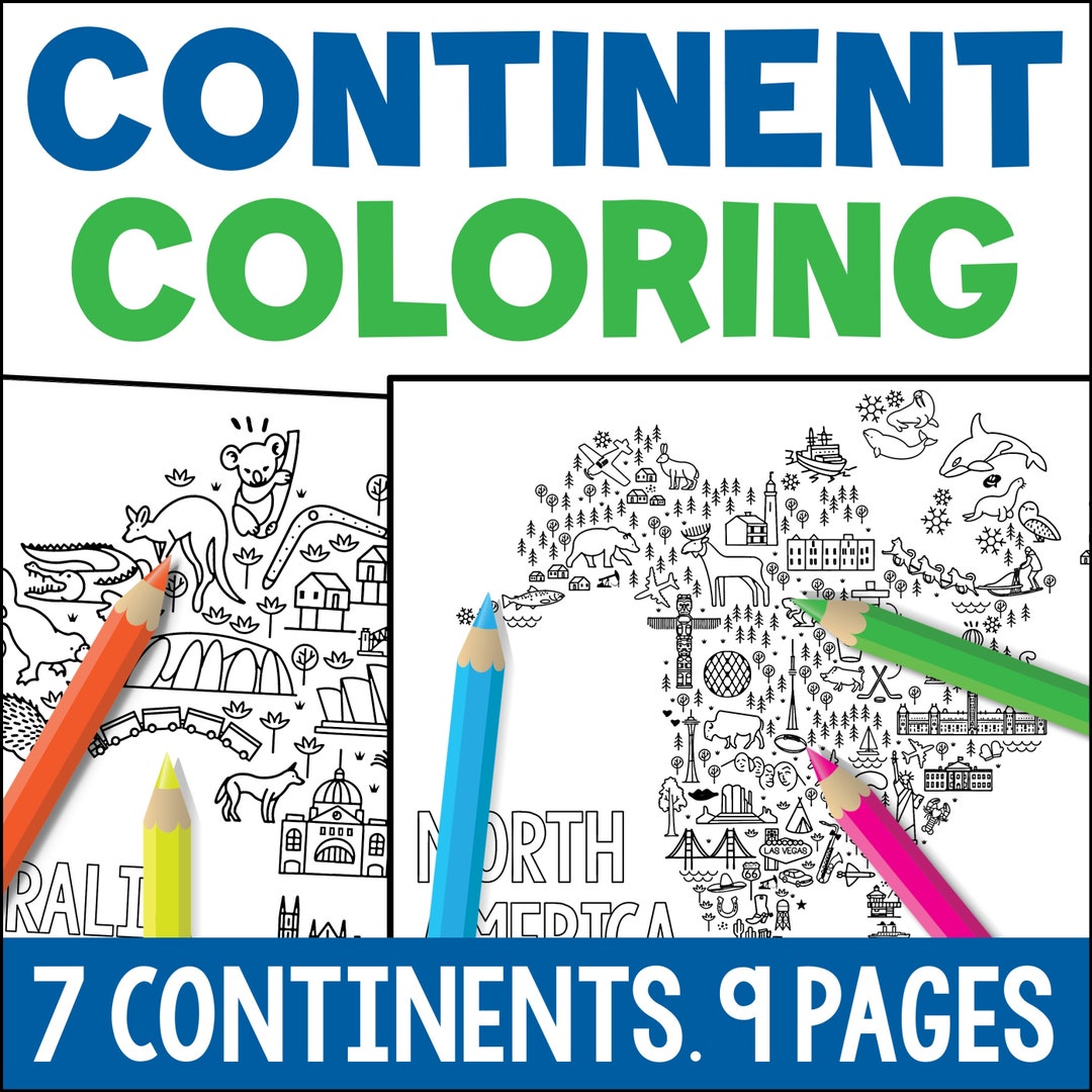 Printable Continent Coloring Pages, Kids Educational World Map Activity ...