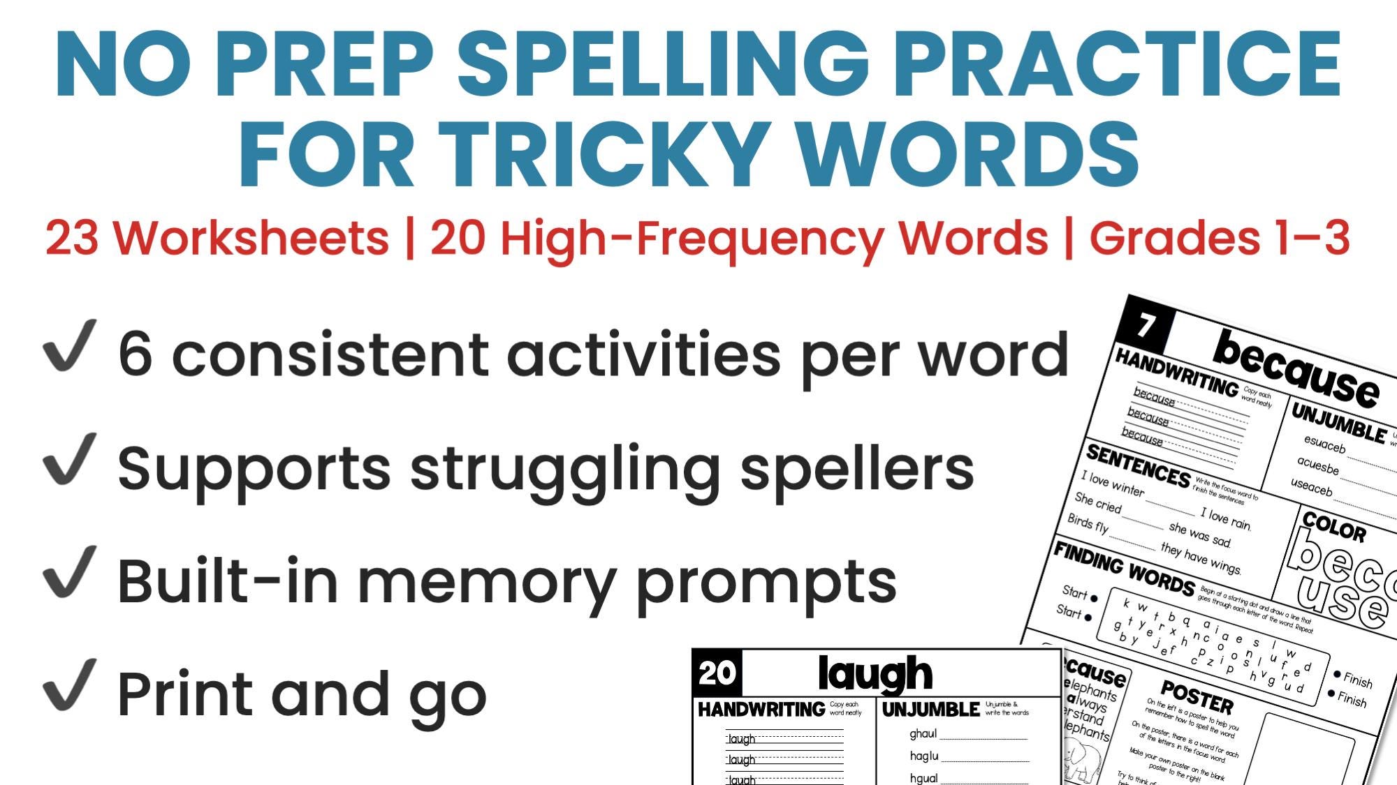 Sight Word Spelling Worksheets | Tricky Words Practice | High Frequency ...