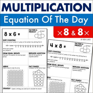 Feuilles de travail sur la multiplication, pratique de l'équation du jour (PDF imprimable)