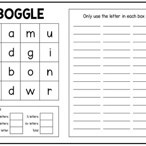 Boggle Word Game Printable Pages, Printable Word Puzzle Pages and ...