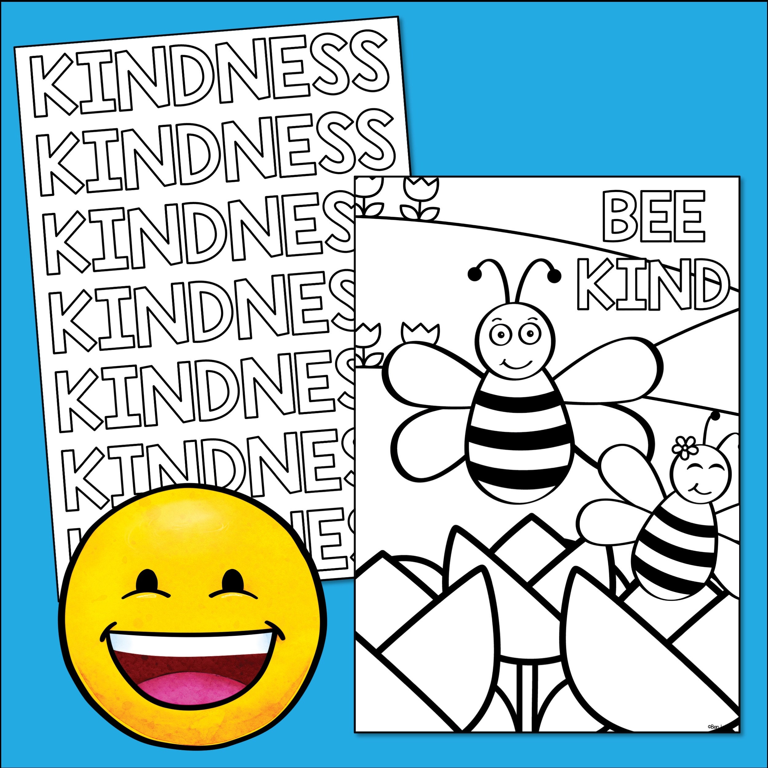 World Kindness Day Coloring Pages, Printable Kids Activity, Digital Download, Classroom Teaching