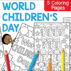 World Children&#39;s Day Coloring Pages, Printable Kids Activities, Educational Craft, Digital Download, Homeschool Resources, Celebrate Kids