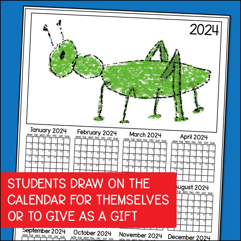 2024 Calendar Templates for Kids to Decorate End of Year Gift, Back to