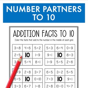 Number Bonds to 10 Worksheet, Rainbow Math Facts (Printable PDF)