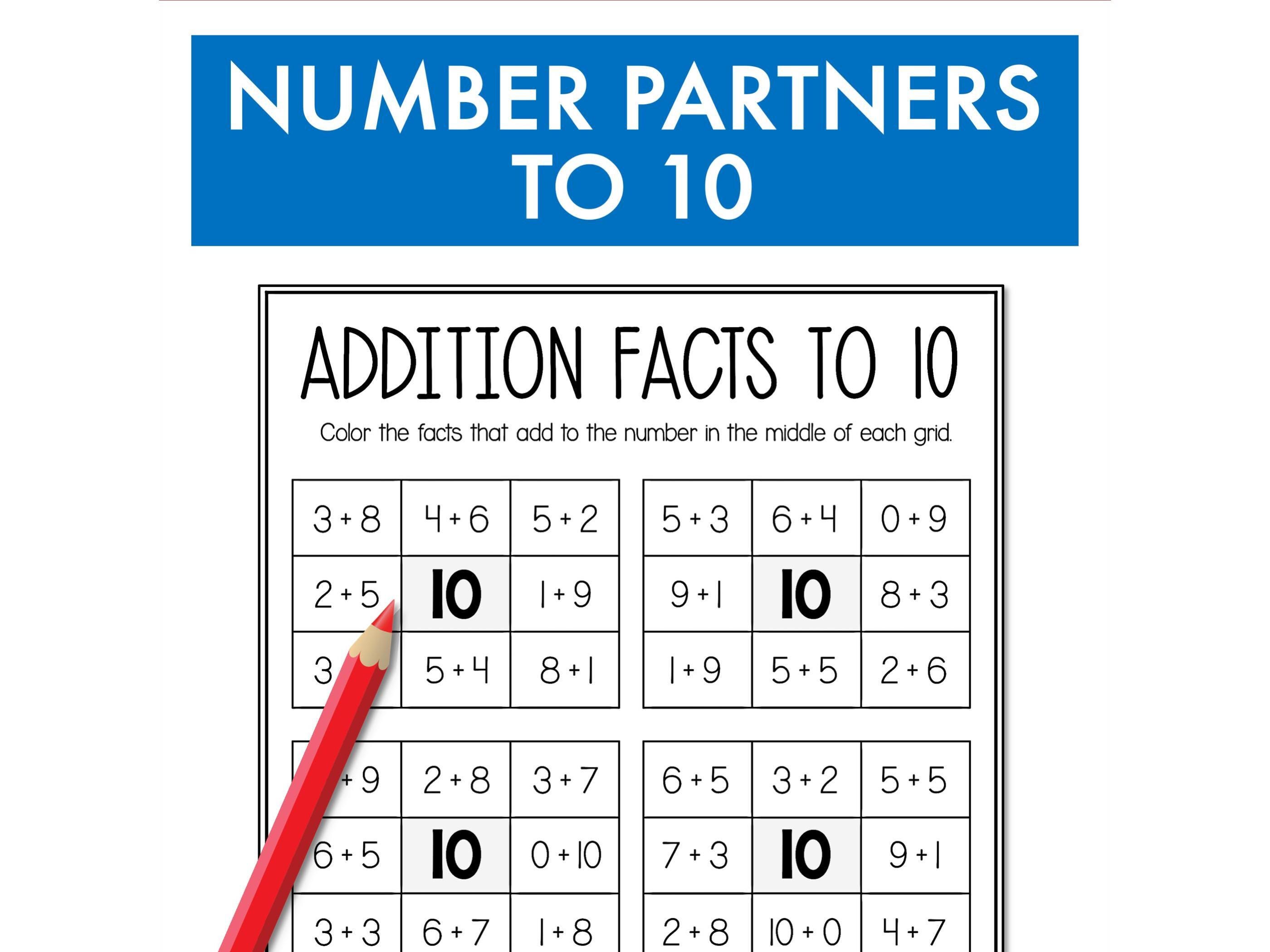 Number Bonds to 10 Worksheet, Rainbow Math Facts (printable PDF) - Etsy ...