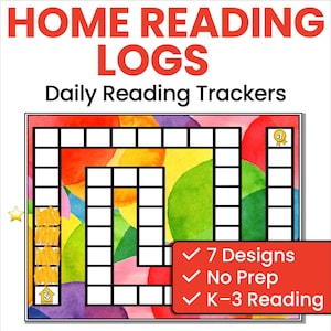 Home Reading Logs Printable | Elementary Reading Tracker | K-3 Homework Folder Resource | Daily Habit Chart for Kids | Printable PDF