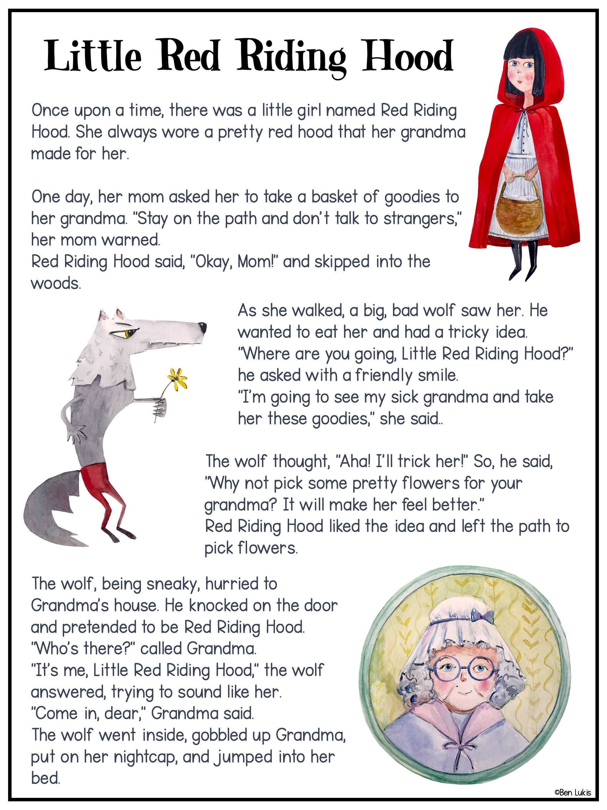Little Red Riding Hood Reading Passages, Differentiated Fairytales ...