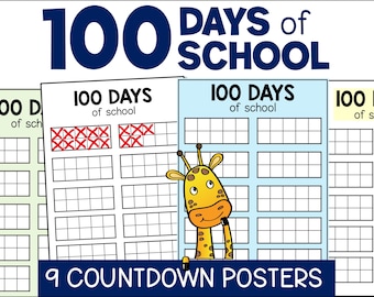 100 Days Of School Countdown Posters, 100th Day Of School Math Counting & Place Value Posters For Home or School, PDF Printable Resource