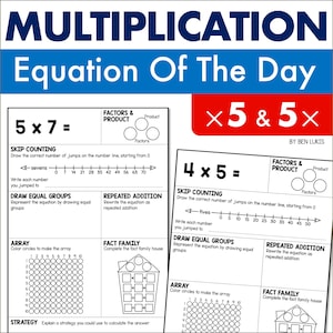 Hojas de trabajo de la tabla del 5, práctica de multiplicación (PDF imprimible)
